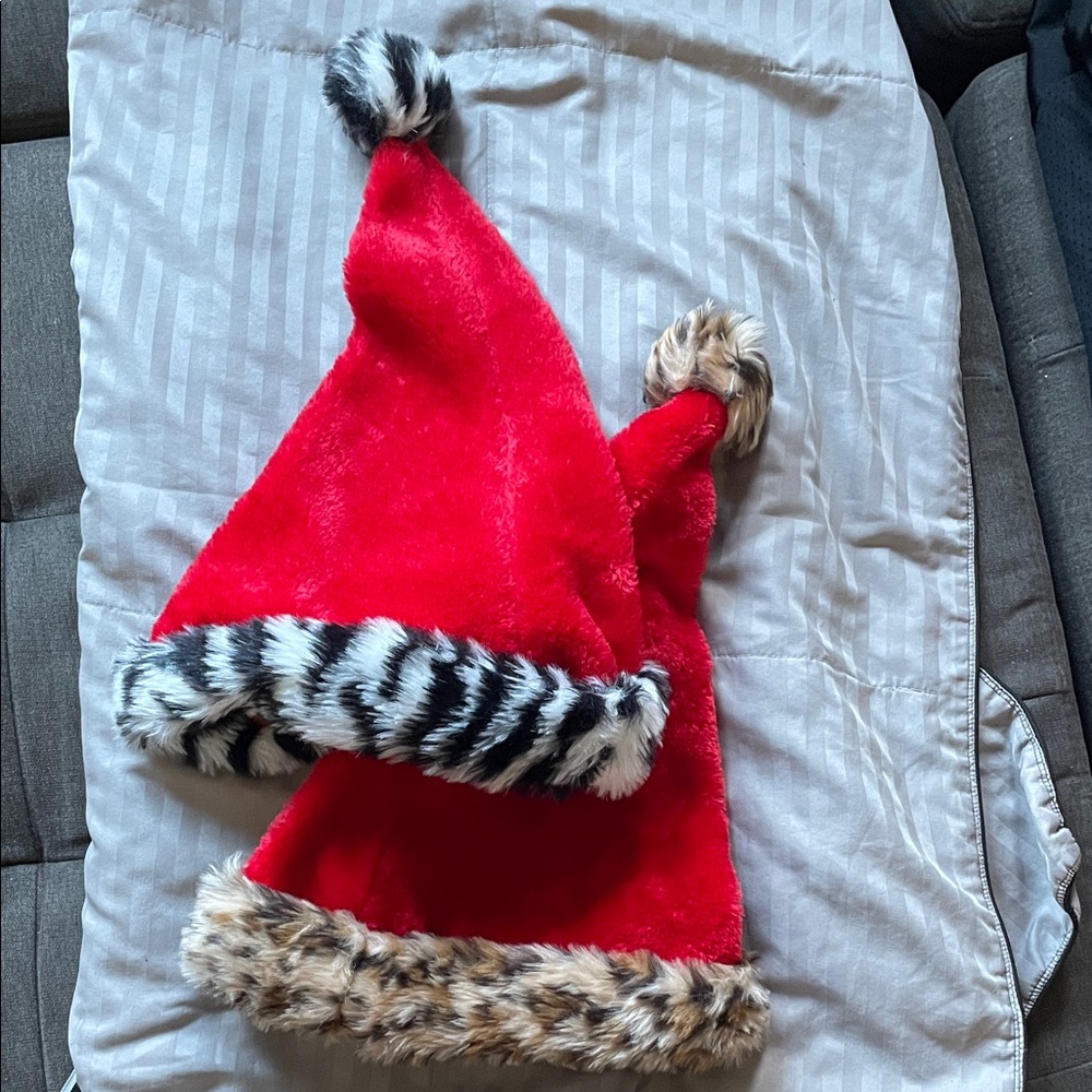 Festive Red Santa Hat with Faux Fur Trim